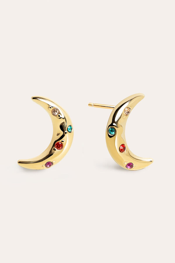 Womensecret Luna Colours gold-plated steel hoop earrings estampado
