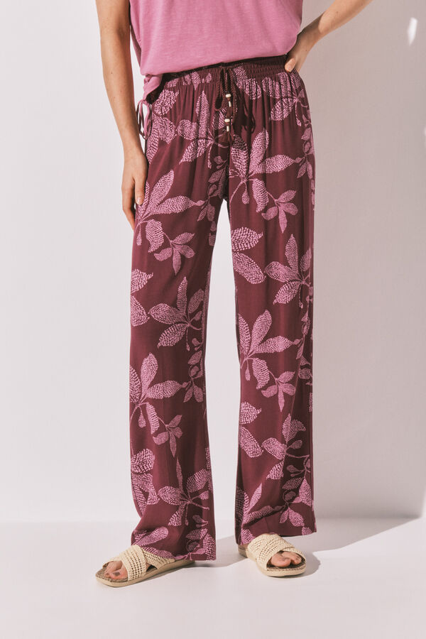 Women'secret Pantalone sa cvetnim printom Bordo
