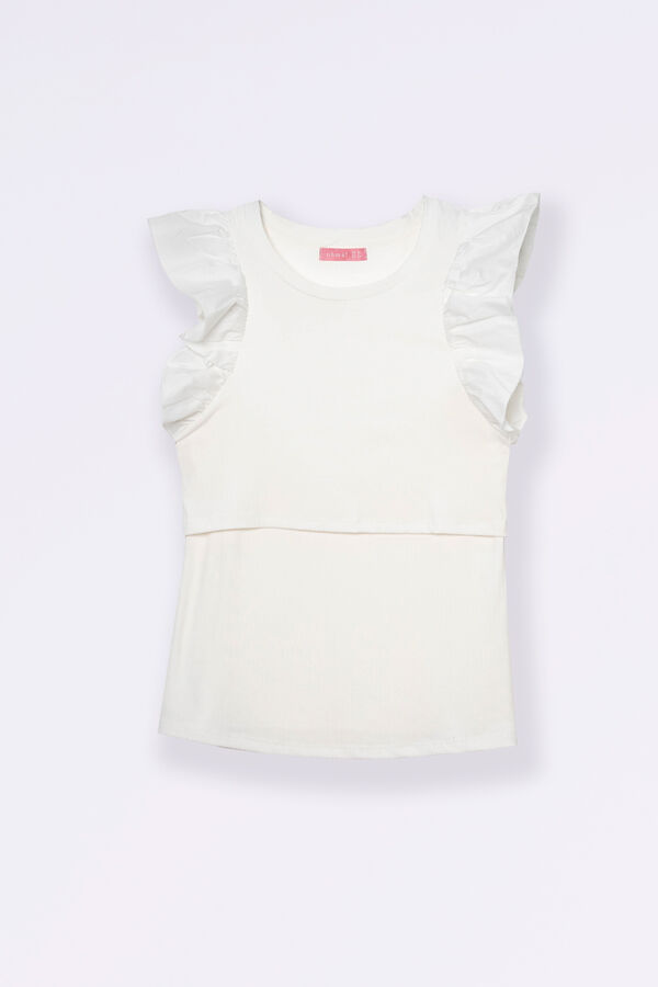 Womensecret Nursing T-shirt with ruffle sleeves bézs