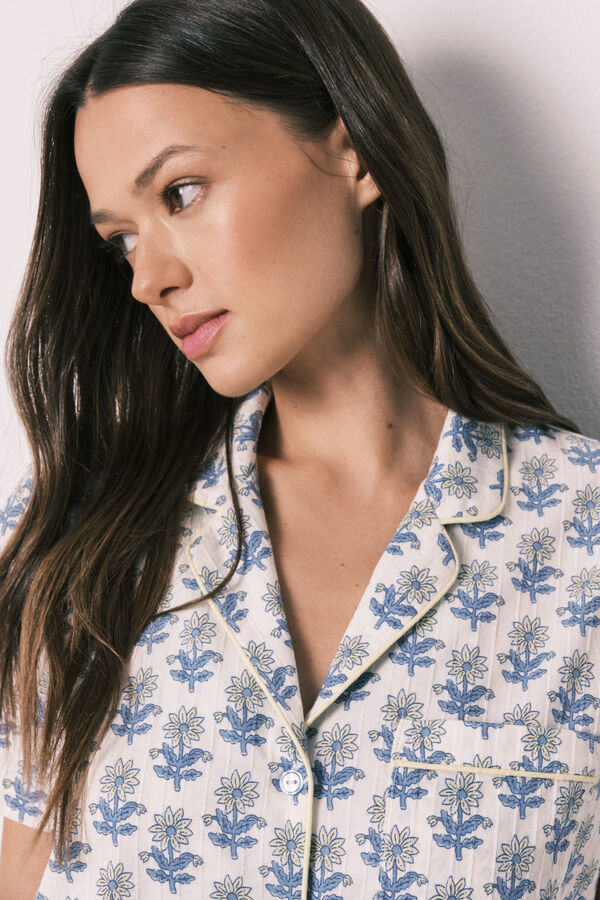 Women'secret Printed cotton capri pyjamas blue