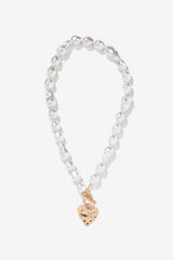 Vilanova Collar efecto perla con coraz&oacute;n amarillo