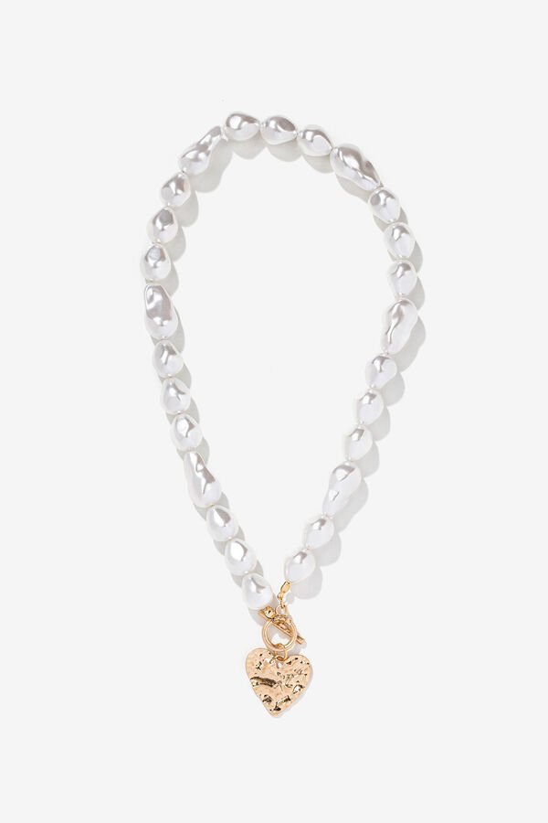 Vilanova Collar efecto perla con coraz&oacute;n amarillo