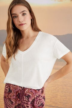 Womensecret T-shirt manches courtes blanc beige