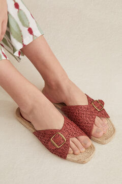 Womensecret Maroon crochet buckled sandal red