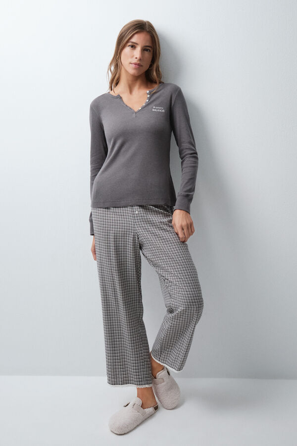 Women'secret Camiseta manga larga algod&oacute;n gris gris