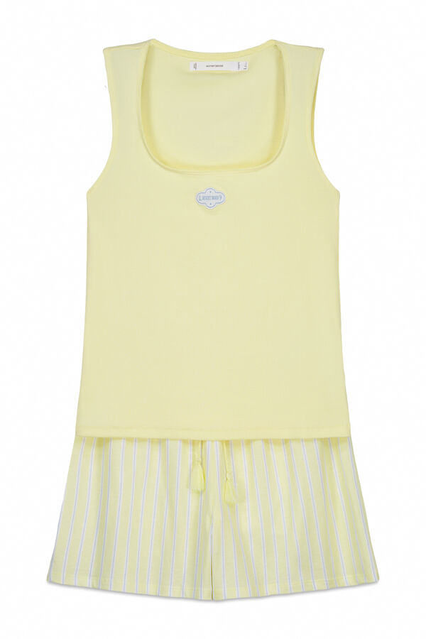 Women'secret Pijama corto algod&oacute;n amarillo escote cuadrado amarillo