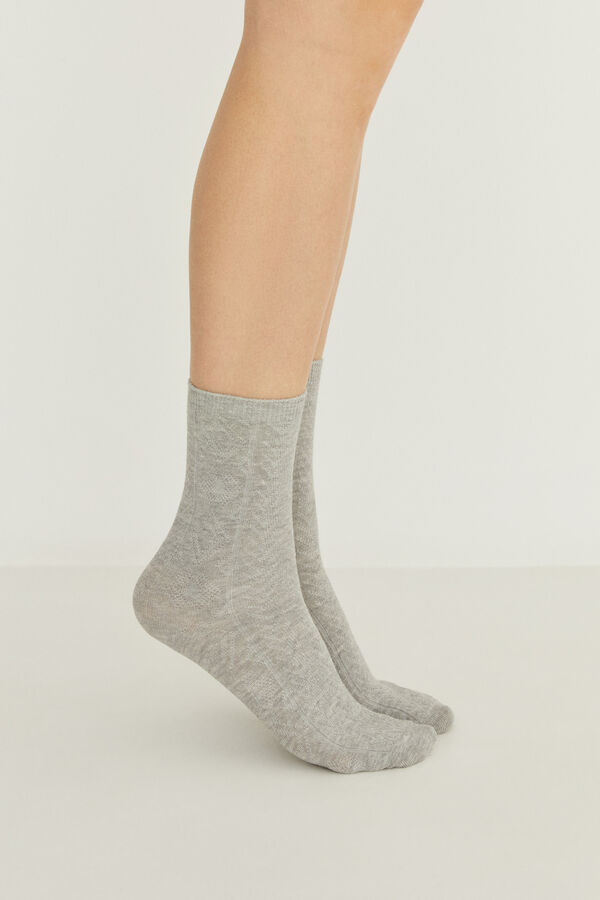 Womensecret Lot 3 chaussettes gris texturé gris