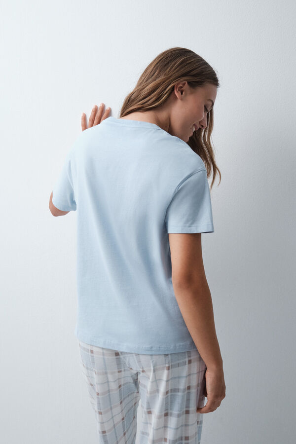 Women'secret Blue cotton short T-shirt blue