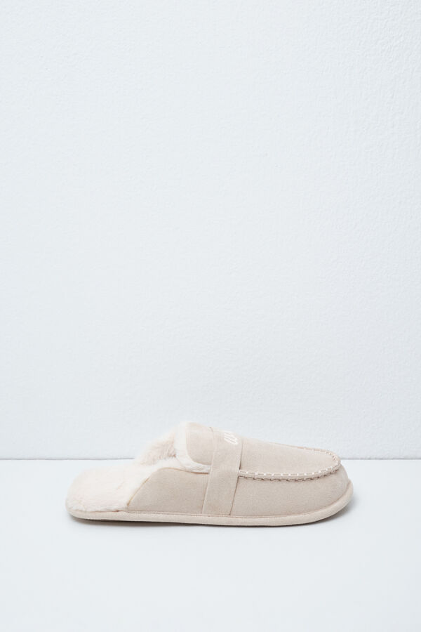 Women'secret Beige lined loafer slippers beige