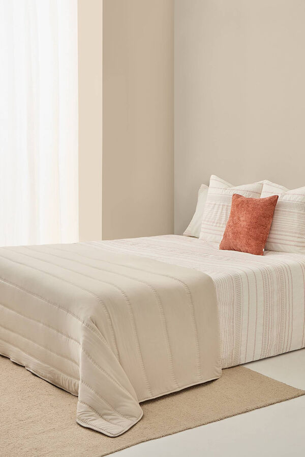 Textura Reversible microfibre and faux shearling duvet beige