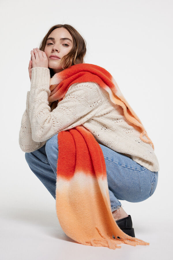 Pieces Cachecol comprido com franjas vermelho