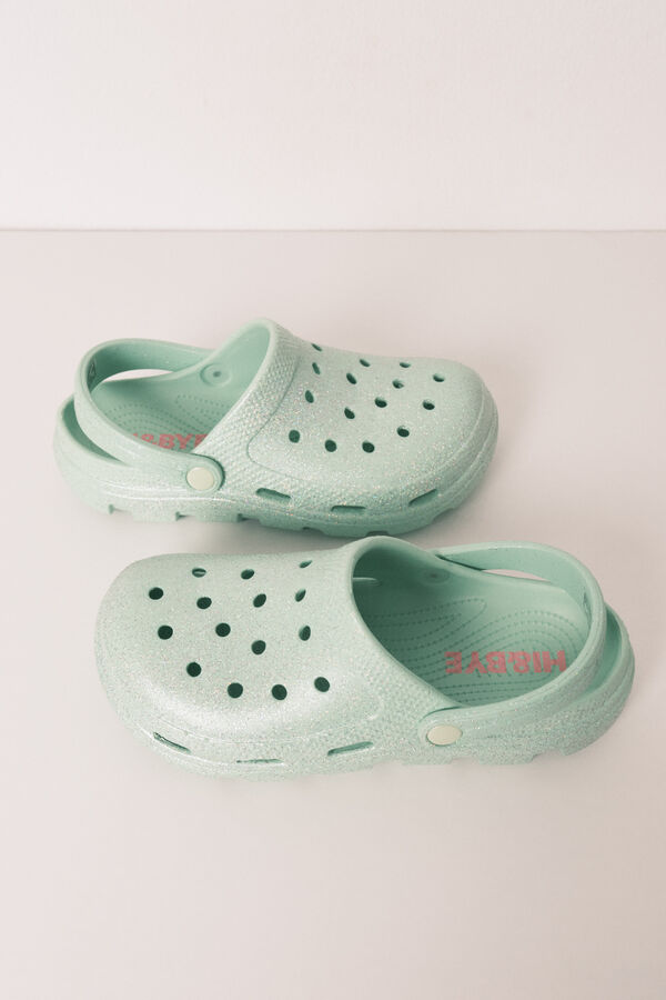 HI&BYE Bright green rubber platform clog green