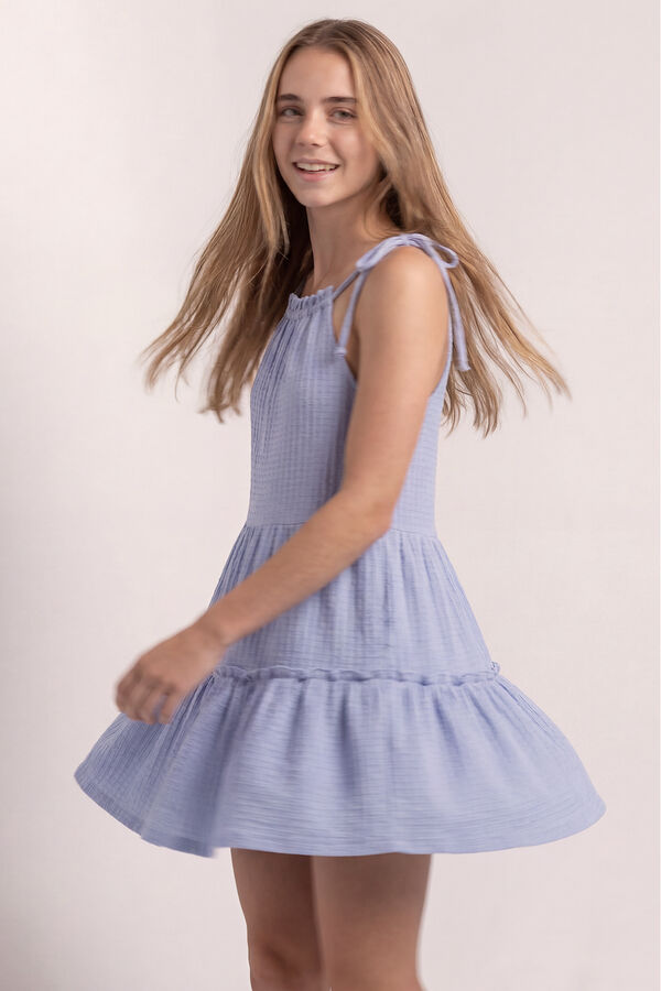 HI&BYE Blue panelled strap short dress blue