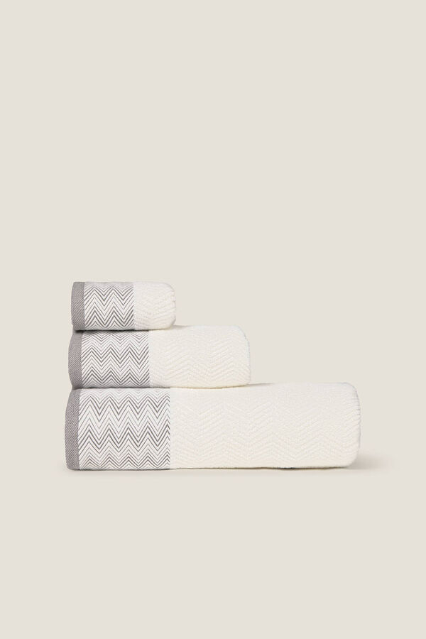 Textura Toalla rizo zigzag blanco