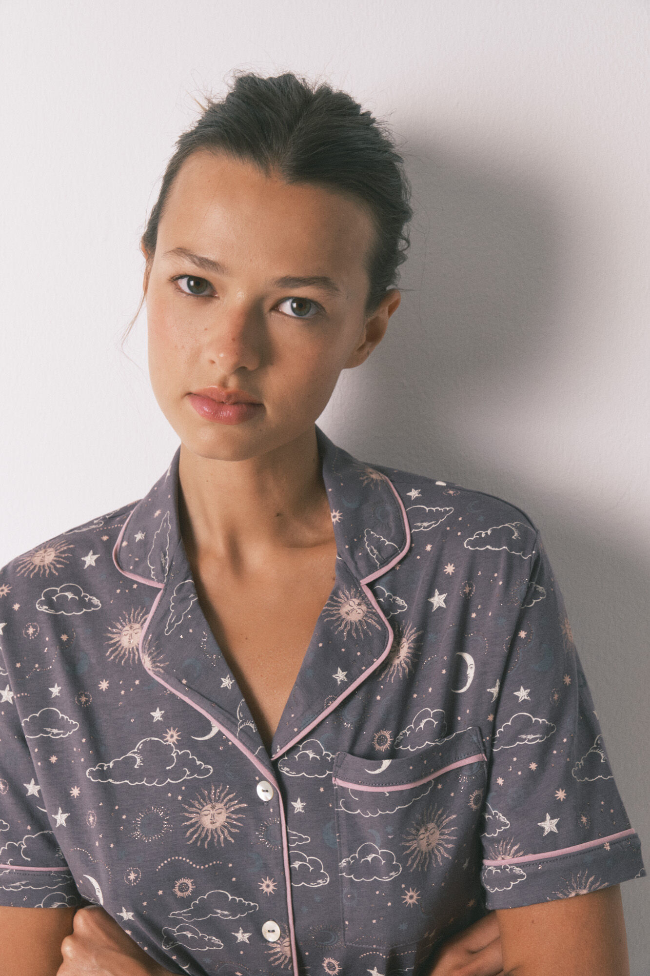 Women'secret 100% cotton grey astral print classic pyjamas