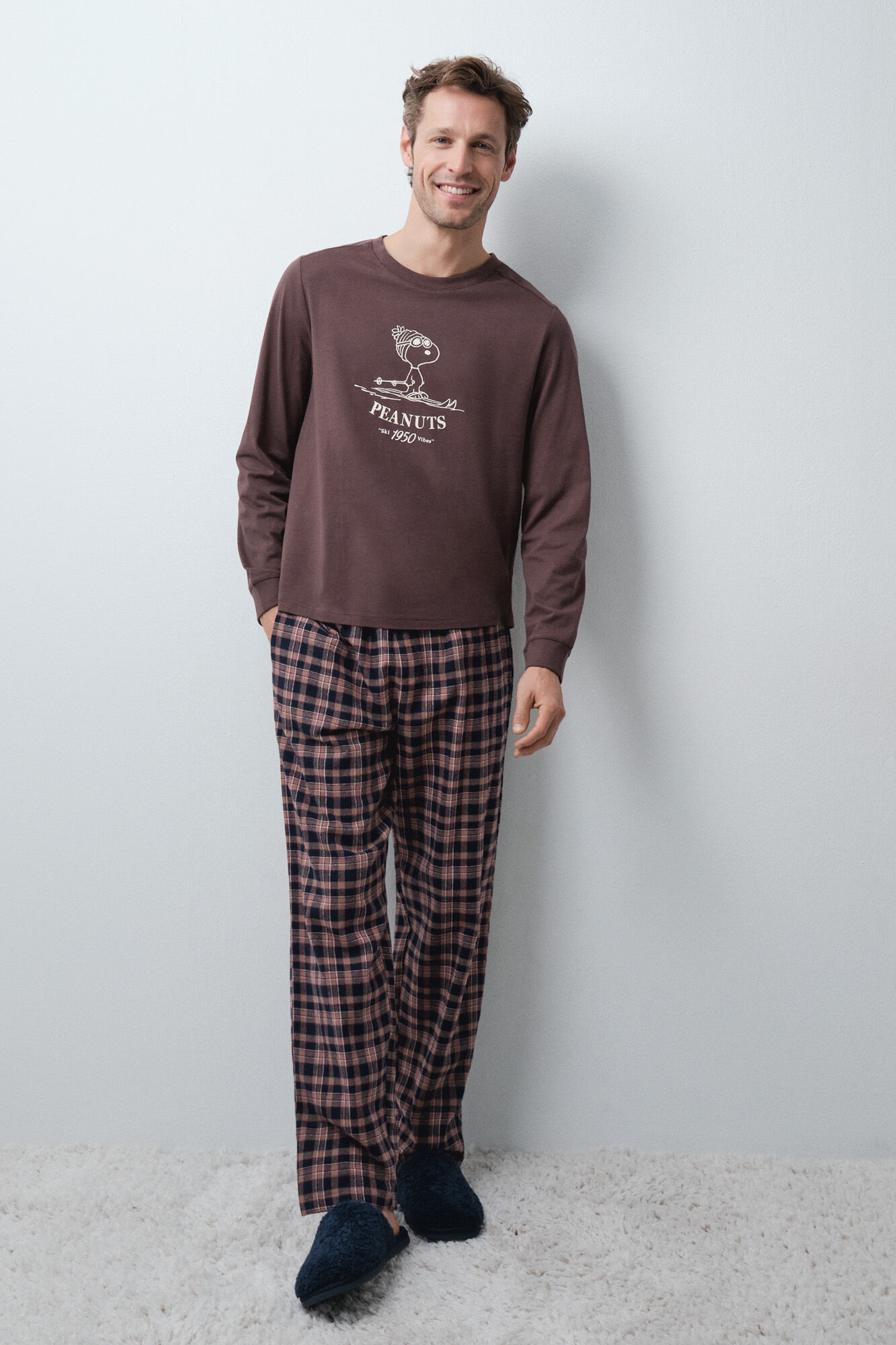 Women'secret Men's plaid long pyjamas Peanuts