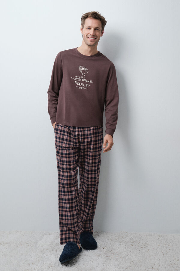 Women'secret Men's plaid long pyjamas Peanuts nude