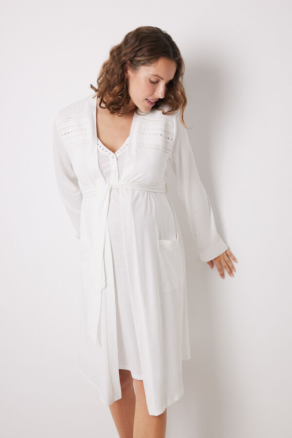 Womensecret Ivory midi maternity robe beige