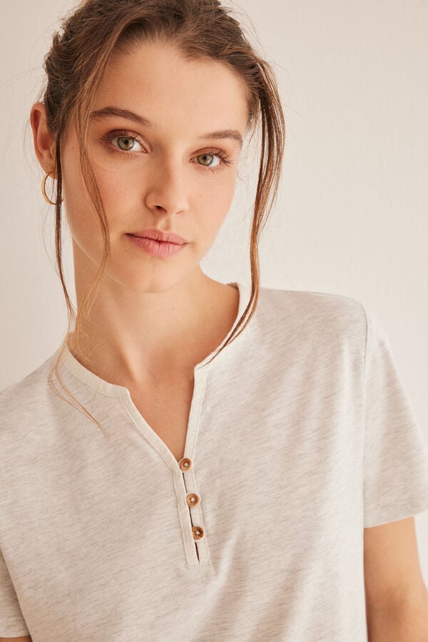 Womensecret T-shirt 100 % coton à manches courtes gris clair gris