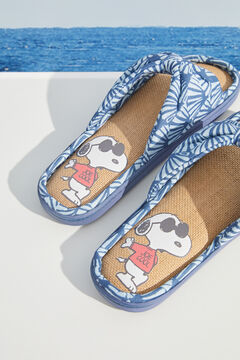 Womensecret Snoopy shell print knot open flat sandals blue