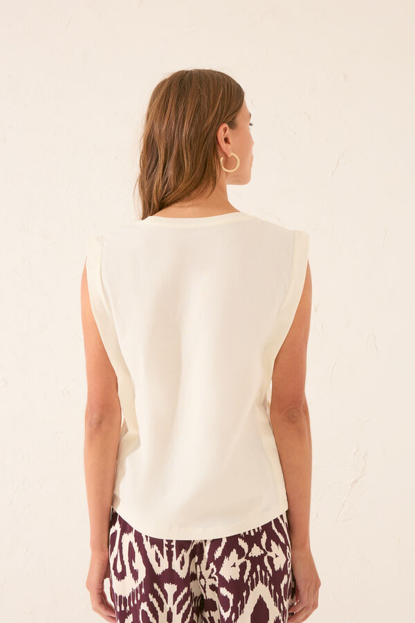 Women'secret T-shirt preta sem mangas 100% algodão bege