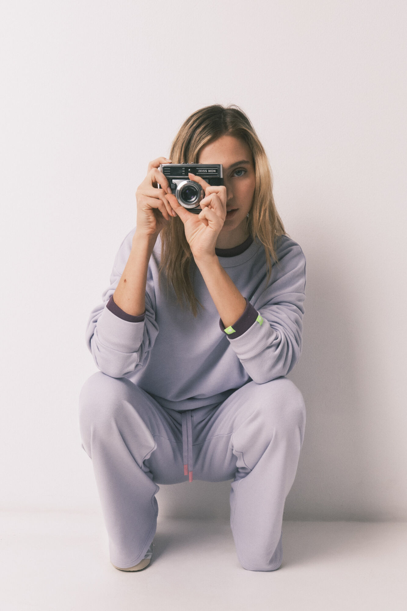 HI&BYE Lilac fleece flare long trousers