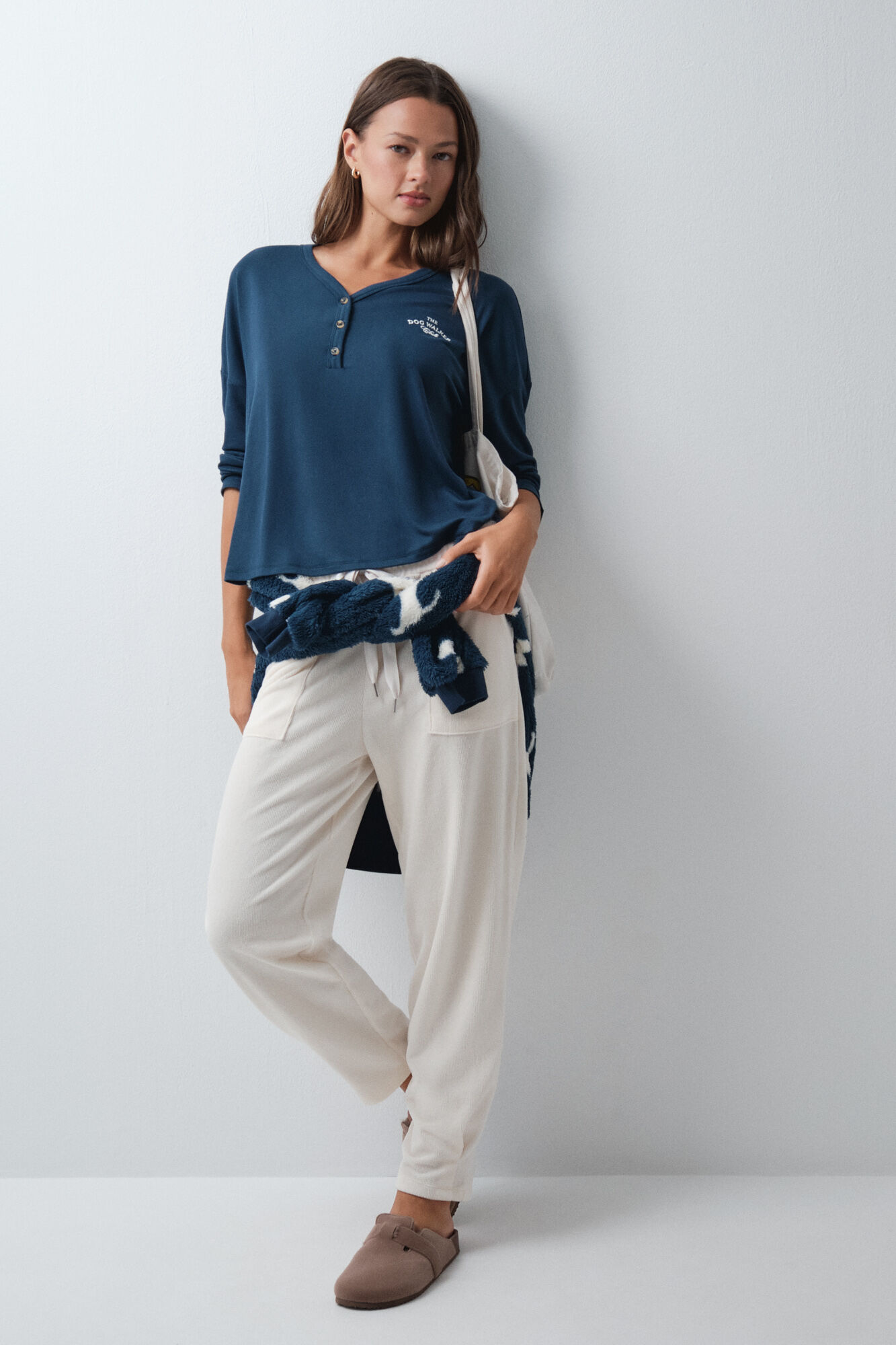 Women'secret Blue soft jersey-knit T-shirt