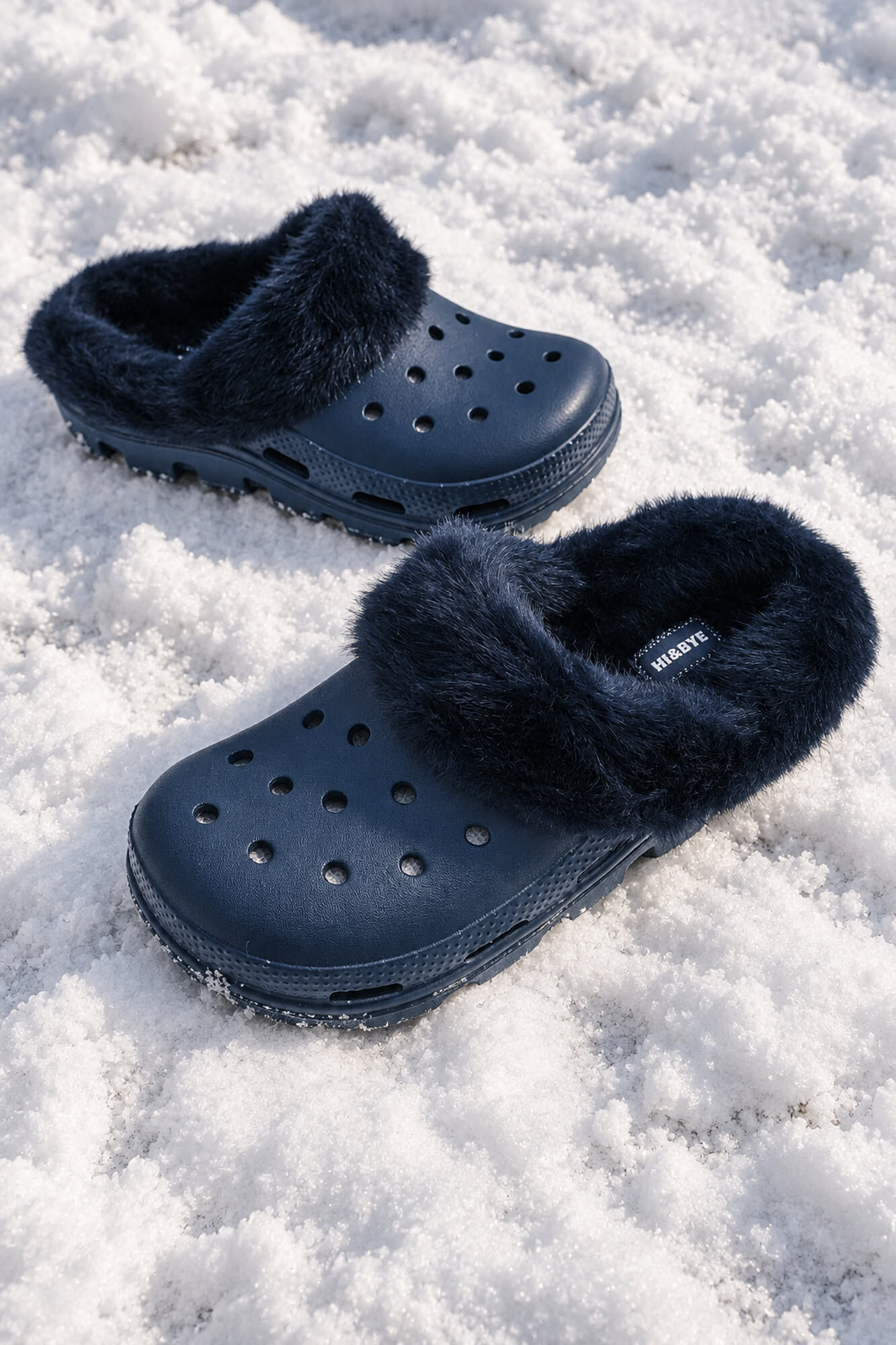 HI&BYE Navy platform mule slippers