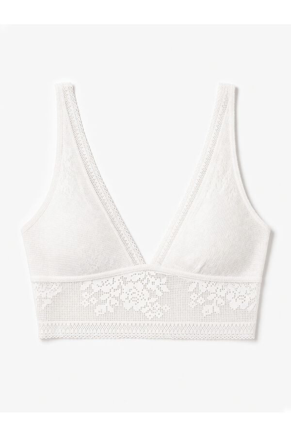 Women'secret Beli čipkasti bralette grudnjak sa halter izrezom Bež