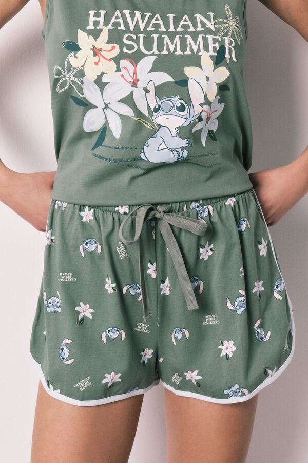 Women'secret Green Stitch short pyjamas printed