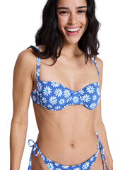 Roxy Top bikini con aros flores azul