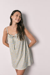 Women'secret Nuisette courte en coton &agrave; petites fleurs jaune imprim&eacute;