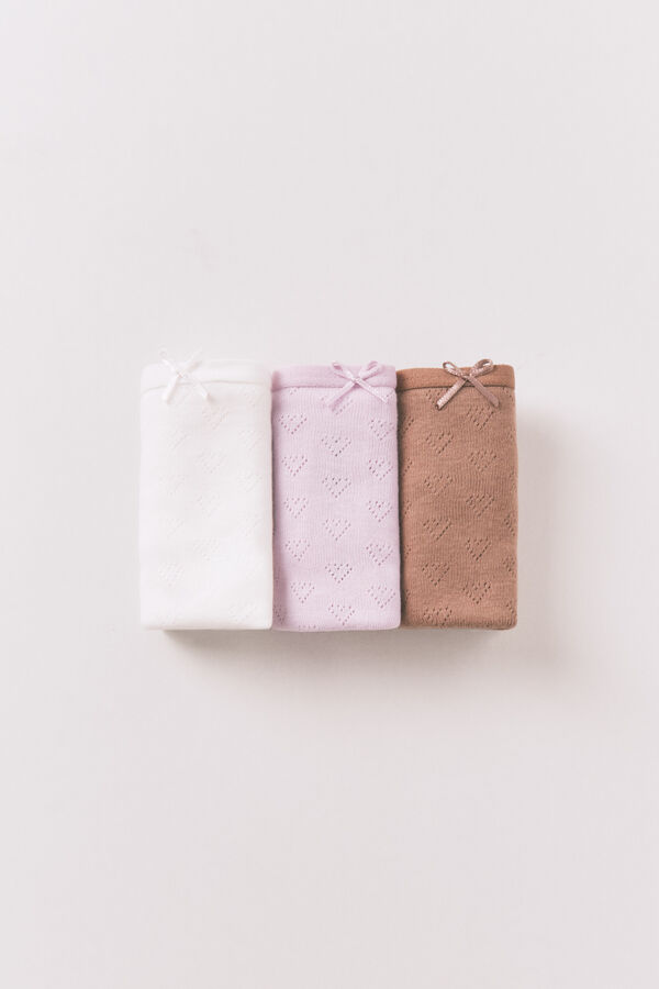 Women'secret 3 pamučne rebraste tanga gaćice sa ma&scaron;nicom Print