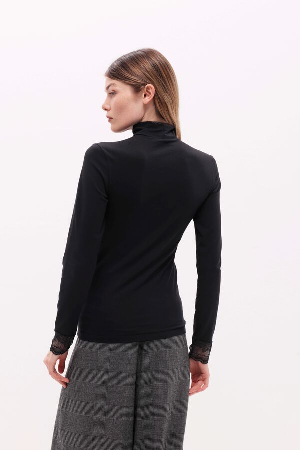 Cotonella High neck long sleeve T-shirt black