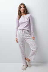 Women'secret Floral cotton long pyjamas nude