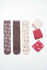 Women'secret Christmas bow long socks 6-pack printed