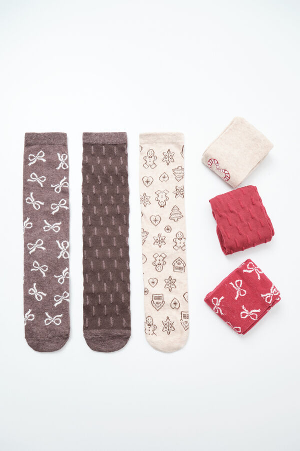 Women'secret Christmas bow long socks 6-pack printed