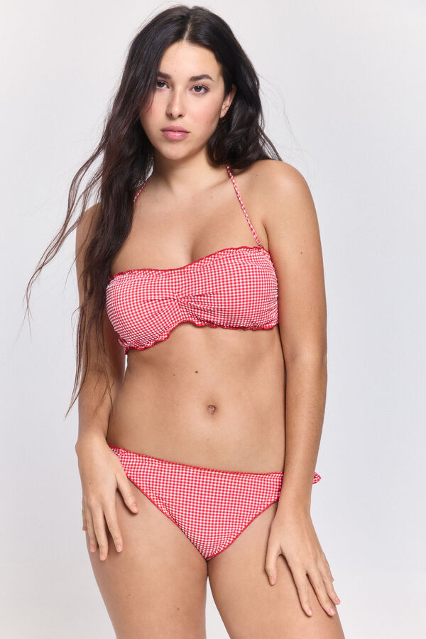 Pieces Haut bikini &agrave; bretelles &agrave; nouer rouge