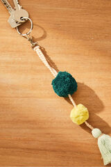 Calma House Green pompom key ring green
