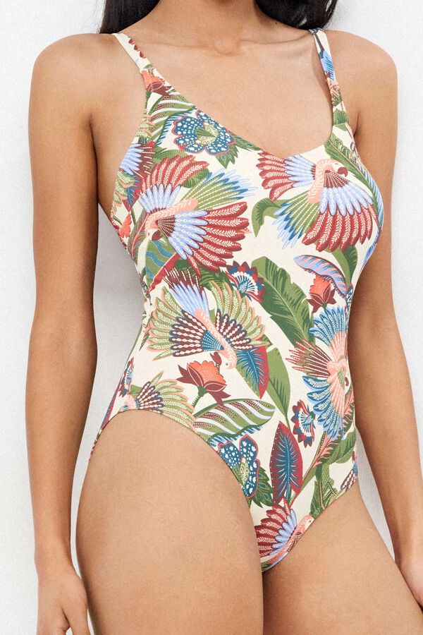 Gisela Ba&ntilde;ador plus size estampado tribal blanco