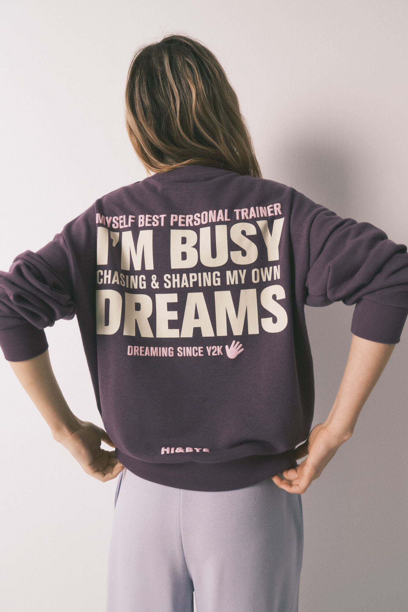HI&BYE Purple cotton fleece sweatshirt