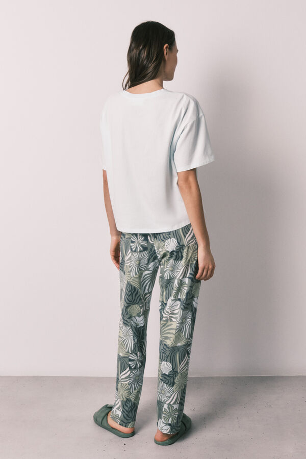 Women'secret Stitch print short sleeve long pyjamas blue