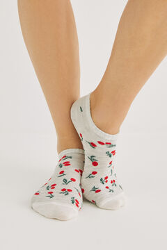 Womensecret Pack 3 calcetines cortos algodón cerezas estampado