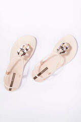 Ipanema Sandalia tira en T con cadena beige