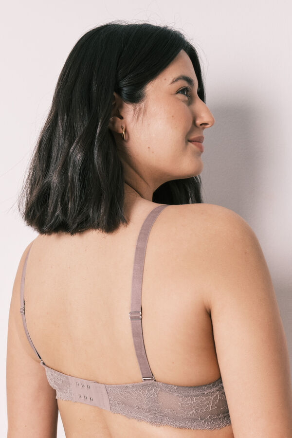 Women'secret Sujetador cl&aacute;sico microfibra y encaje beige BEAUTIFUL nude