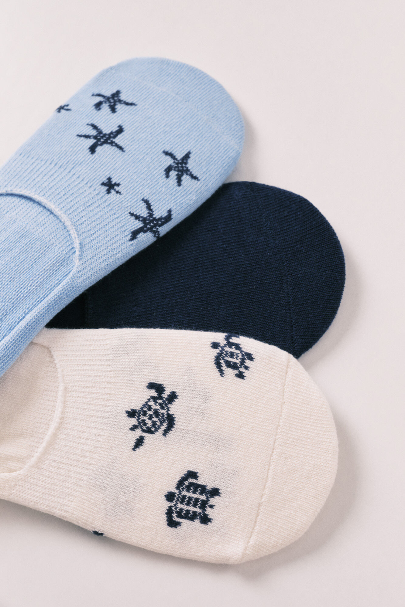 Women'secret Pack 3 calcetines invisibles estampados marinos azul