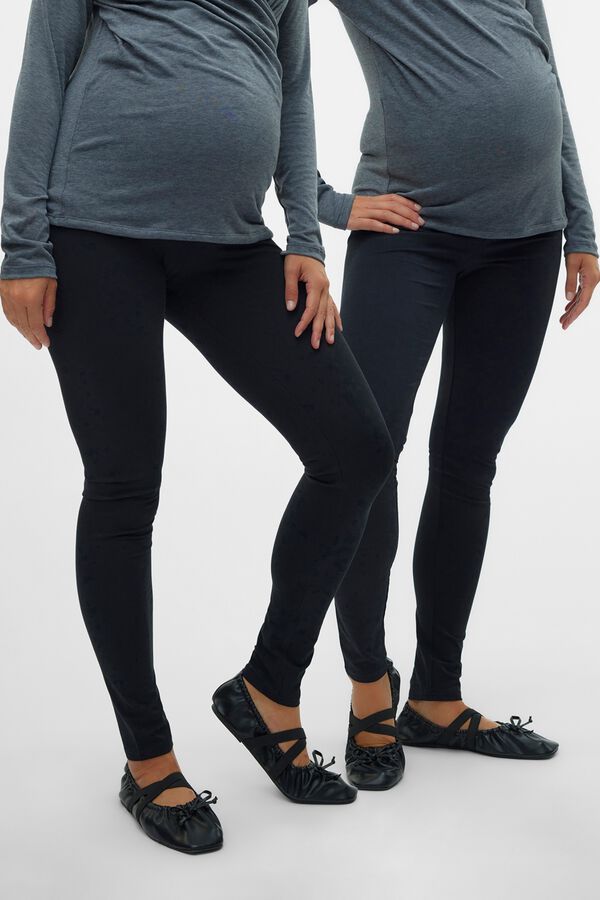 Mamalicious Pack 2 long maternity leggings black
