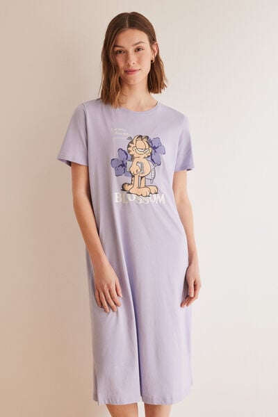 Womensecret Camisa de dormir comprida 100% algodão Garfield rosa