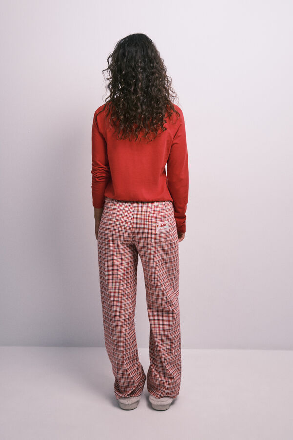HI&BYE Red cotton plaid long pyjamas red