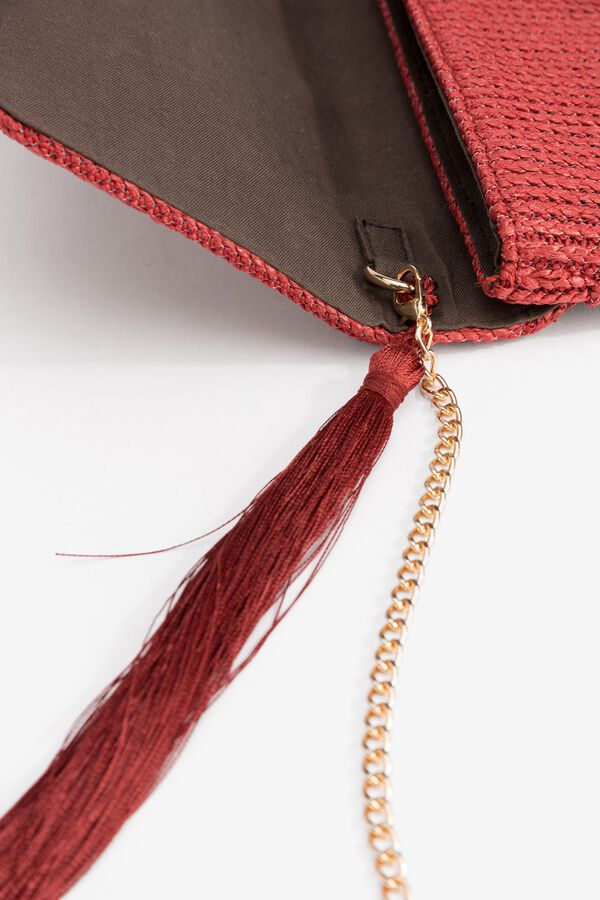 Vilanova Pismo torba s efektom slame i resicama Crvena